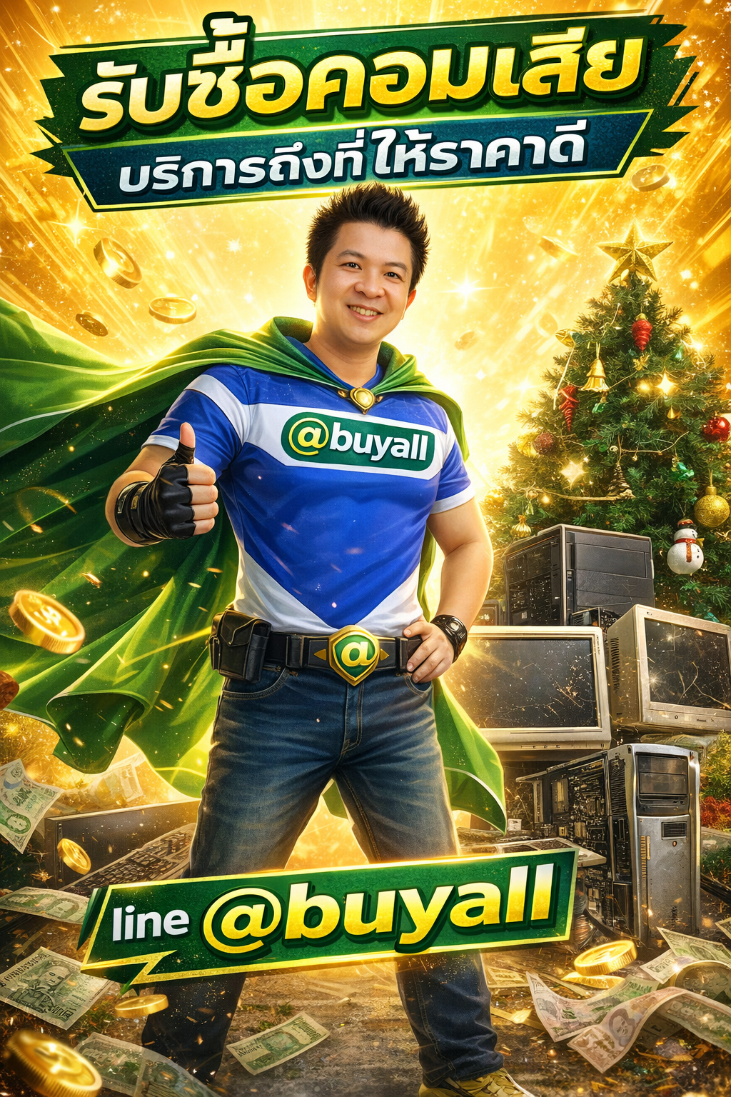 ภาพโปรโมตบริการรับซื้อคอมเสียพร้อมข้อความ Line @buyall