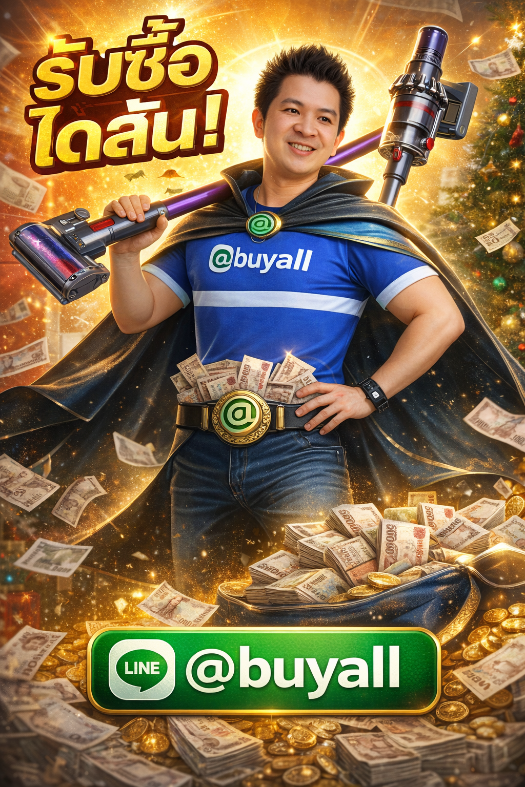 ภาพโปรโมตบริการรับซื้อไดสันพร้อมข้อความ Line @buyall