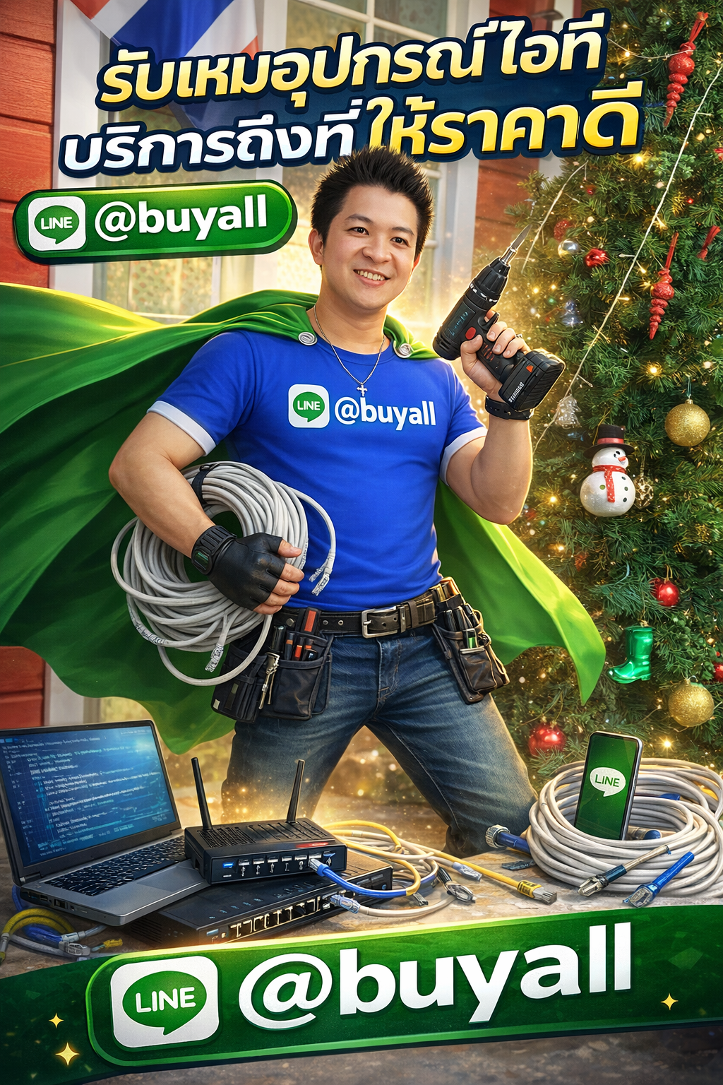 ภาพโปรโมตบริการรับซื้อของมือสองพร้อมข้อความ Line @buyall